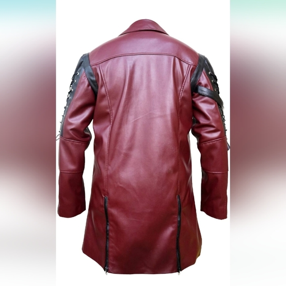 Goth maroon faux leather coat - Picture 2 of 12